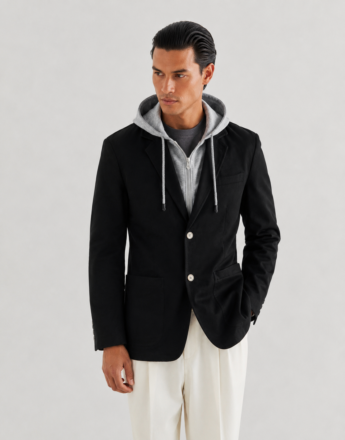 BLAZER À PLASTRON EN SEA ISLAND COTTON
