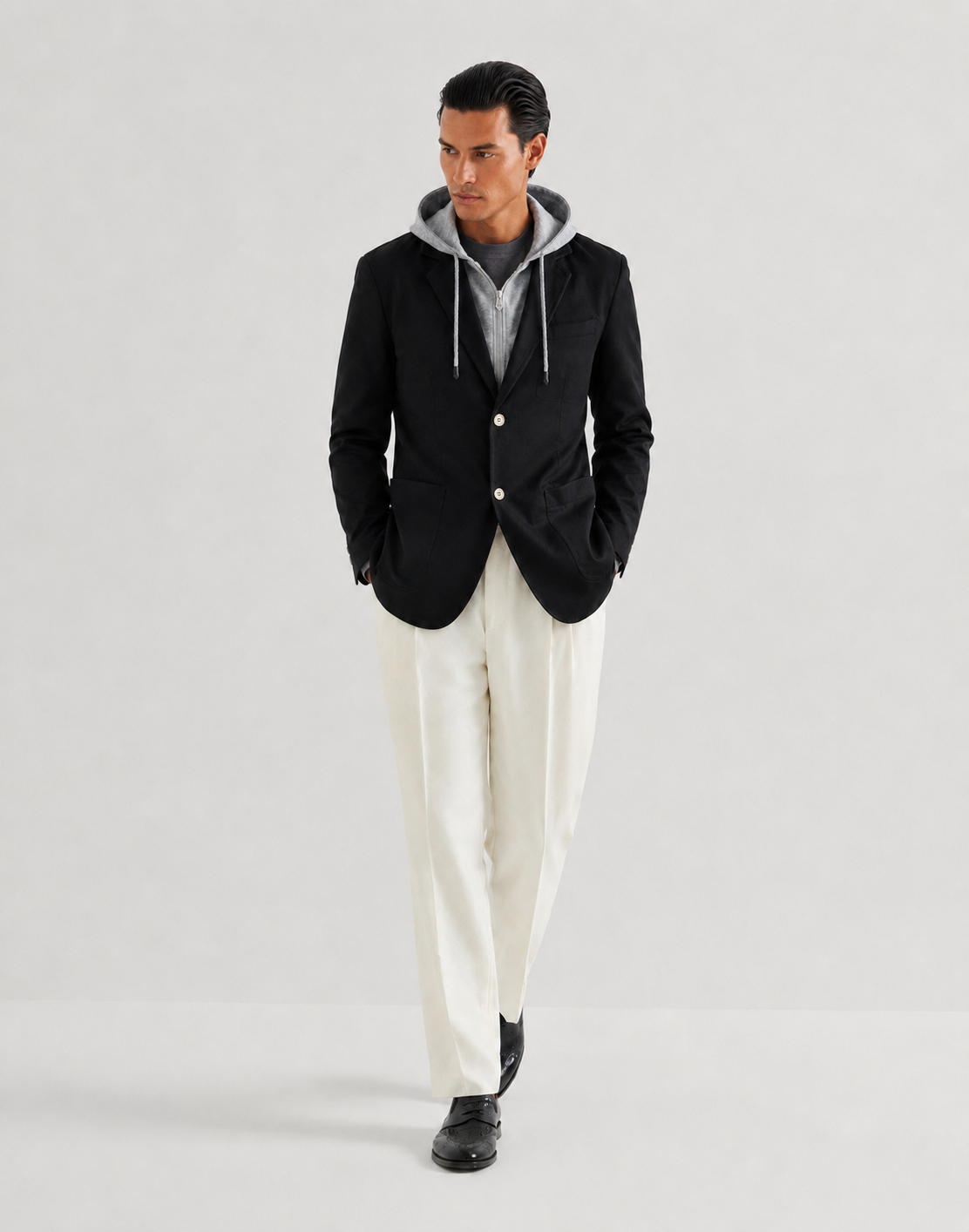 BLAZER À PLASTRON EN SEA ISLAND COTTON