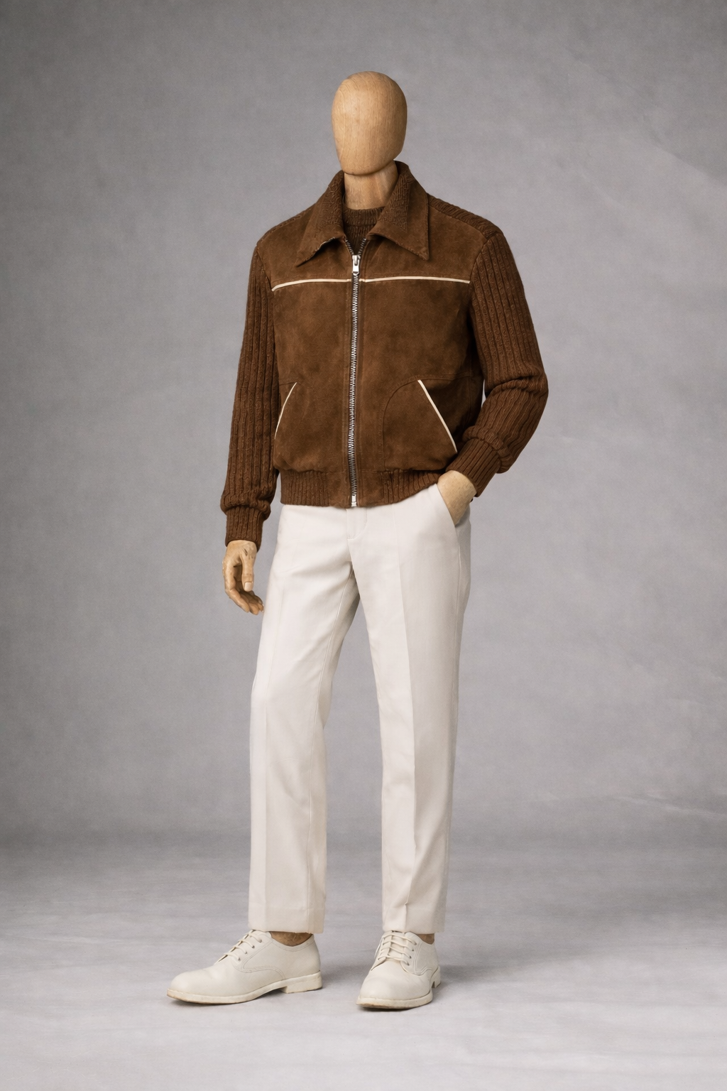 BLOUSON ZIPPÉ DÉTAILS CUIR