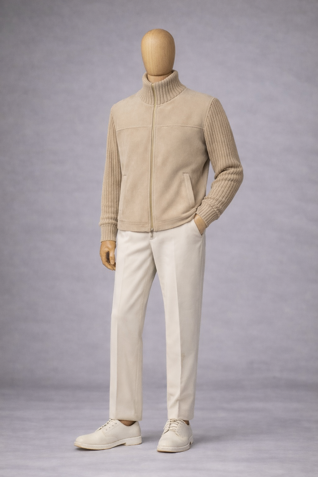 BLOUSON ZIPPÉ DÉTAILS CUIR