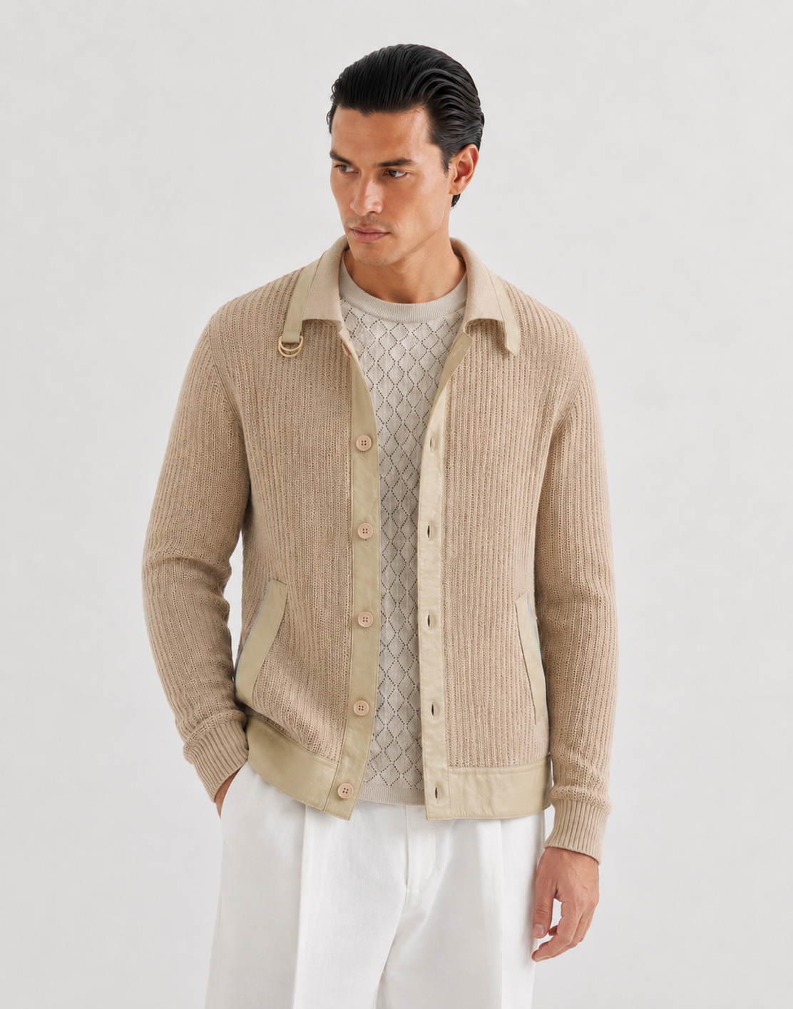 CARDIGAN DÉTAILS CUIR